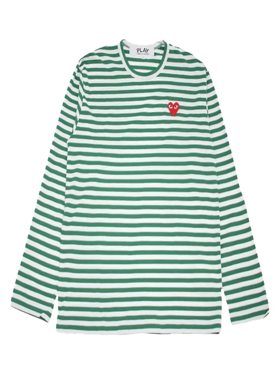 Striped Red Heart T-Shirt Green