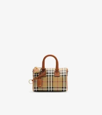 Mini Check Bowling Bag in Archive beige/briar brown