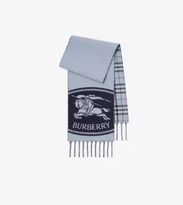 Reversible Knight Stamp Scarf in Bank blue