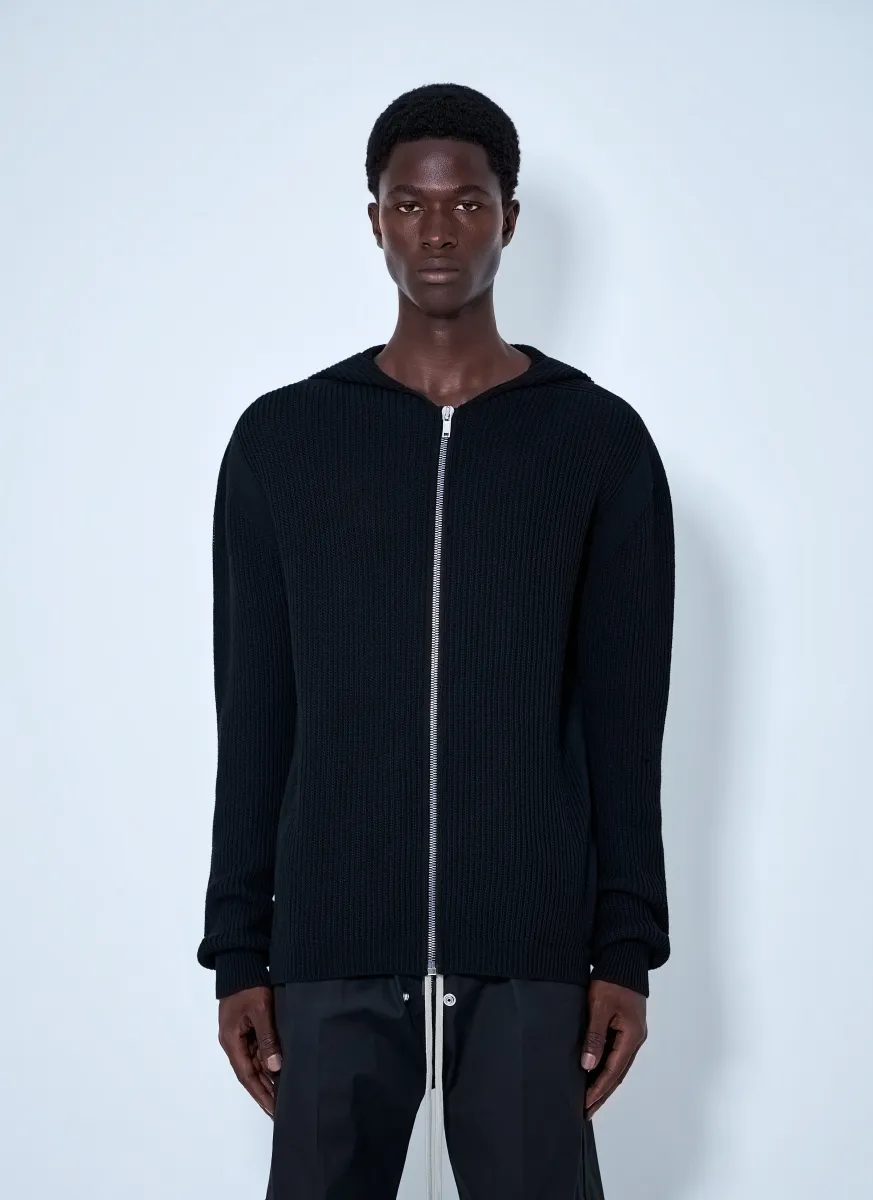 Ribbed Knit Zip Hoodie