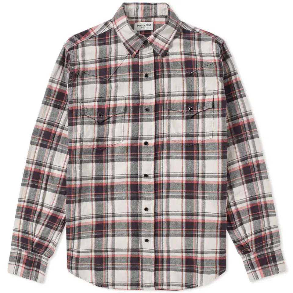 Cotton Flannel Check Western Shirt