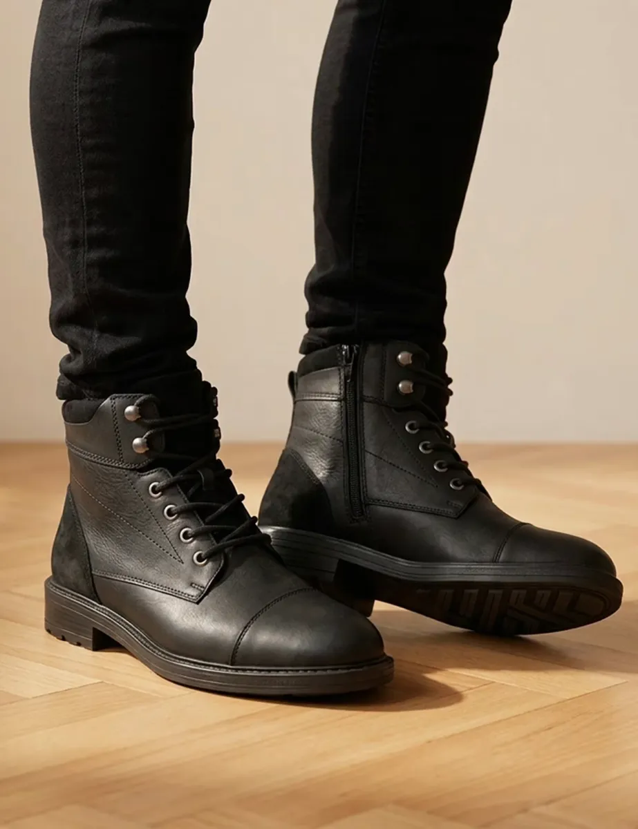 Leather Casual Boots Black