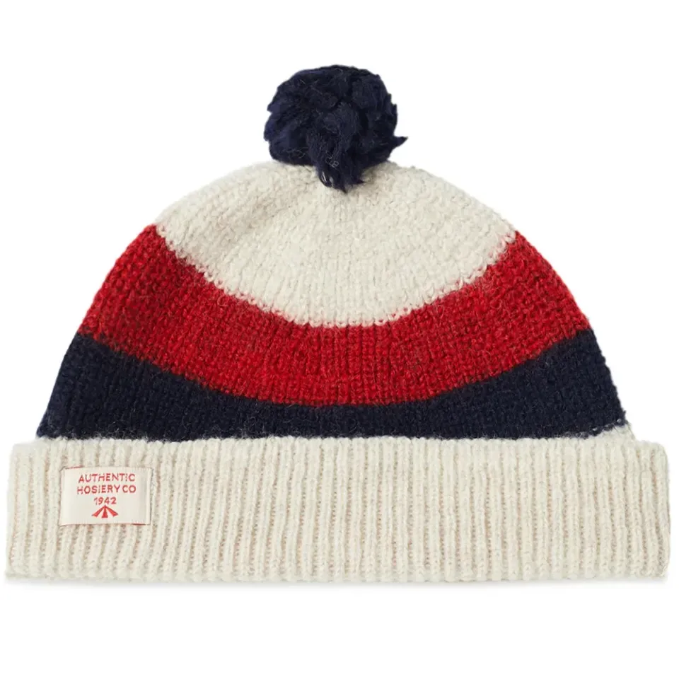 Striped Pom Pom Beanie