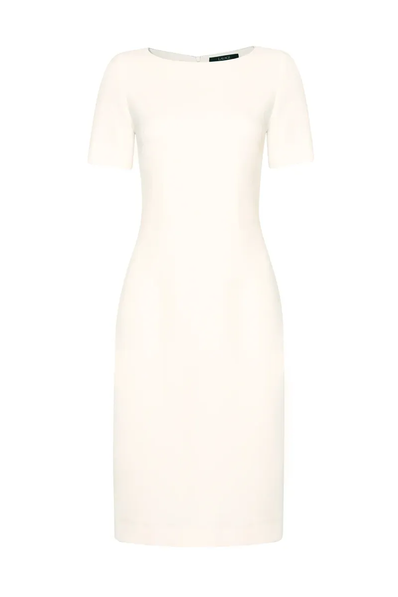 Wool Faille Dress in Ivory - Angie