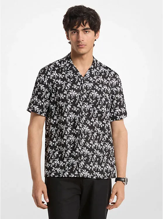 Floral Print Linen Camp Shirt