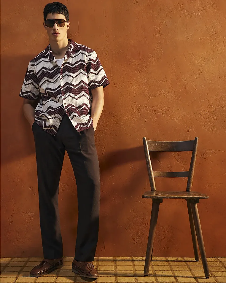 Regular Fit Zig Zag Crochet Shirt