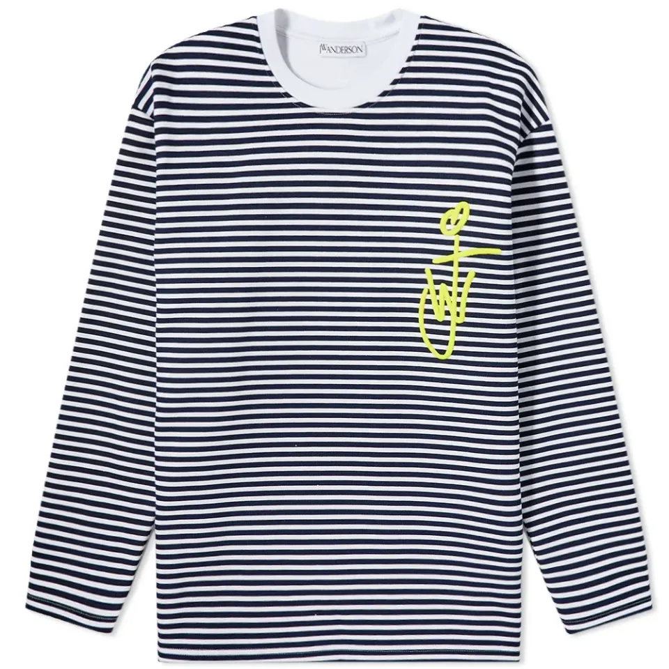 Long Sleeve Striped Logo Top