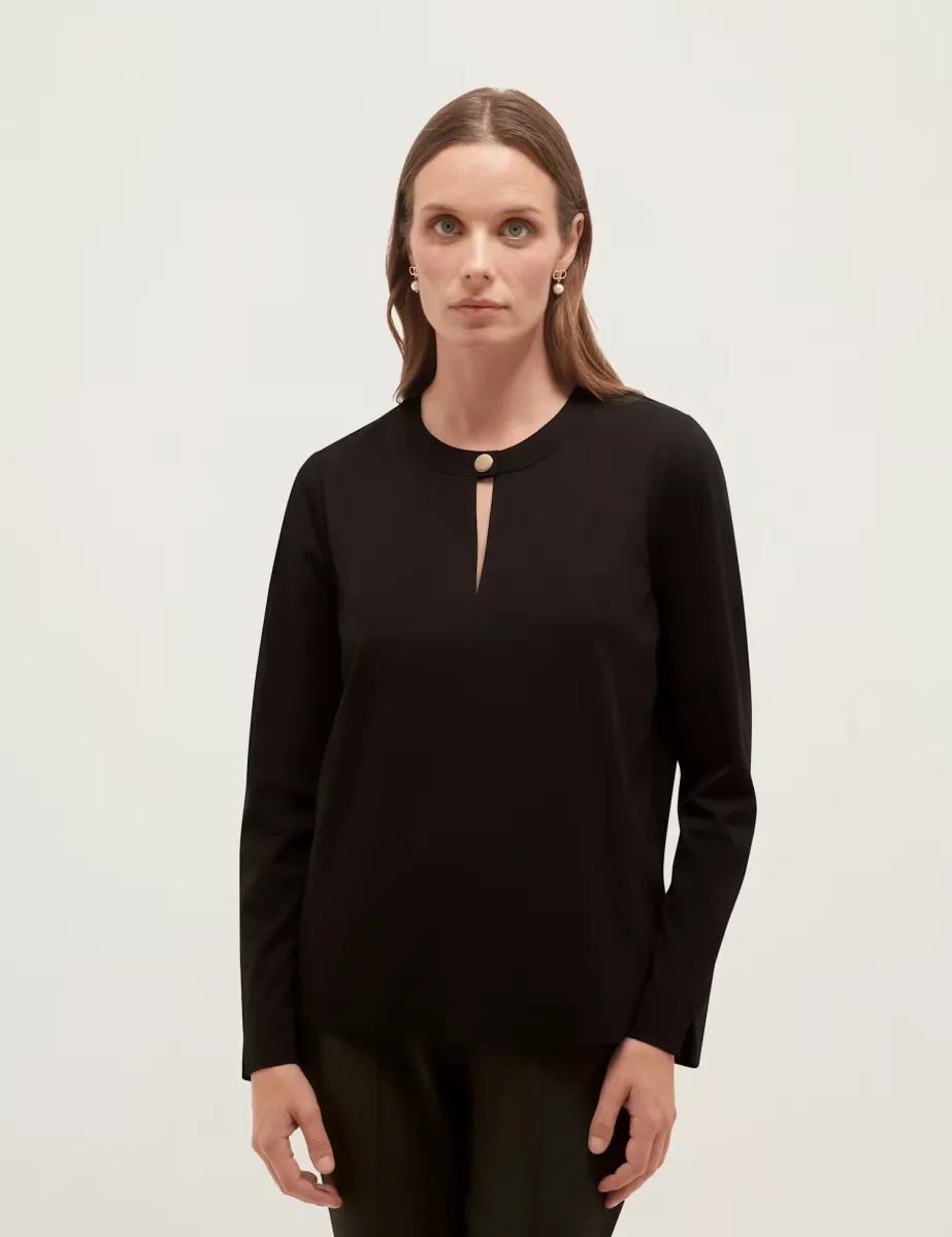 Ponte Crew Neck Top Black