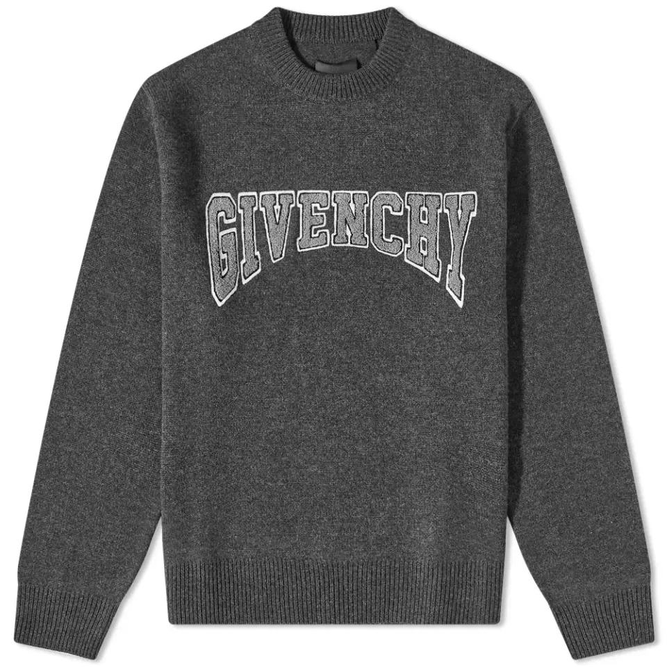 Embroidered College Logo Crew Knit