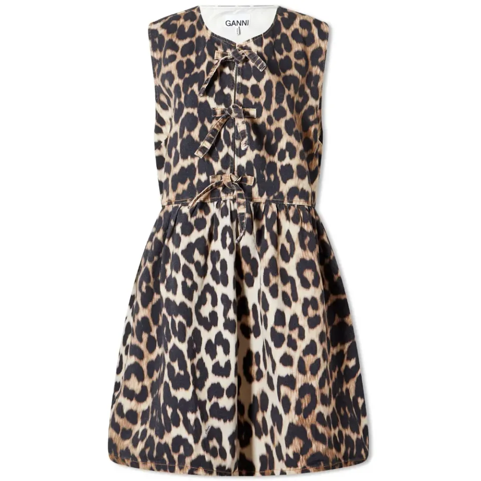 Print Leopard Tieband Mini Dress