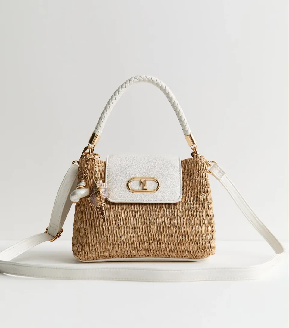 Stone Woven Plaited Handle Crossbody Bag
