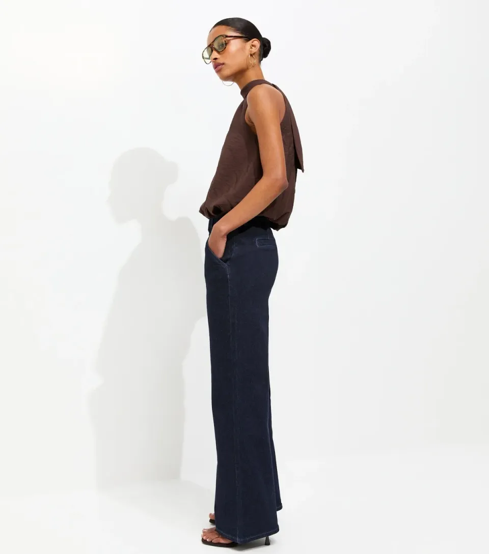 Women's Navy Seam From Wide Leg Jeans