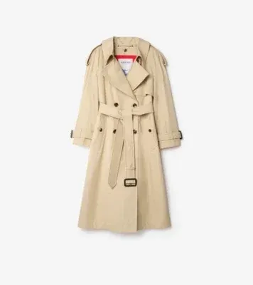 Long Gabardine Fitzrovia Trench Coat with Warmer in Limestone beige - Women, Wool, Cotton Gabardine