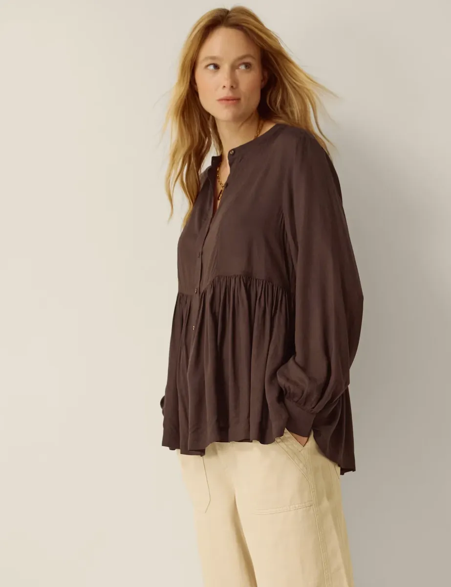 Peplum Blouse Chocolate