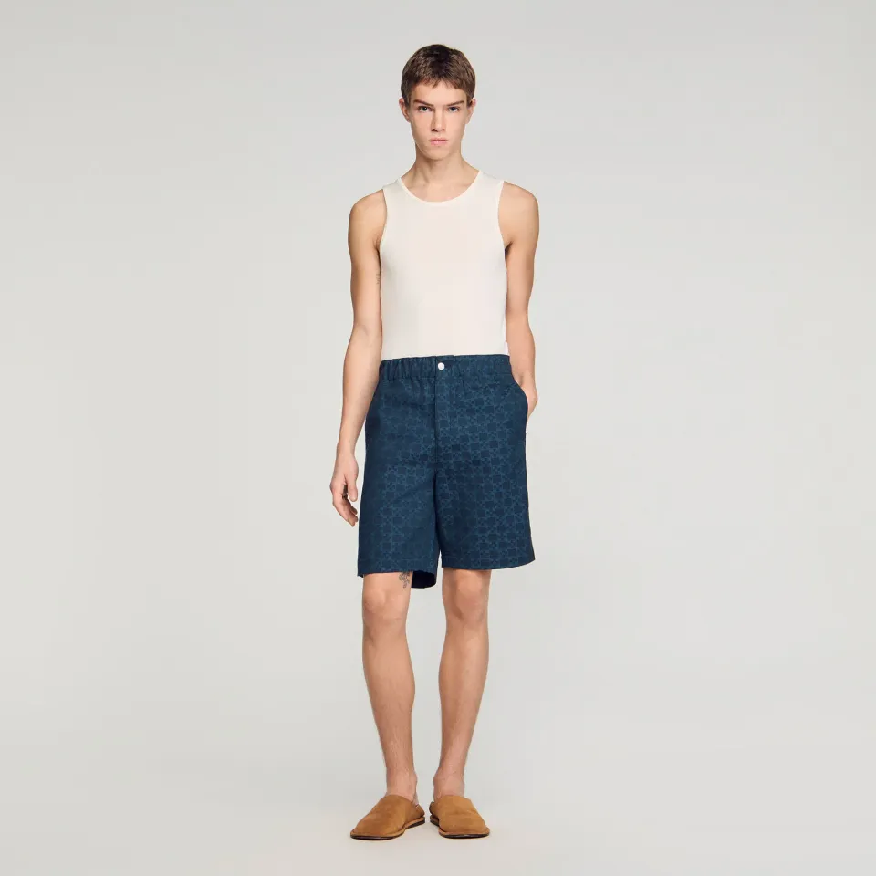 Square Cross denim shorts