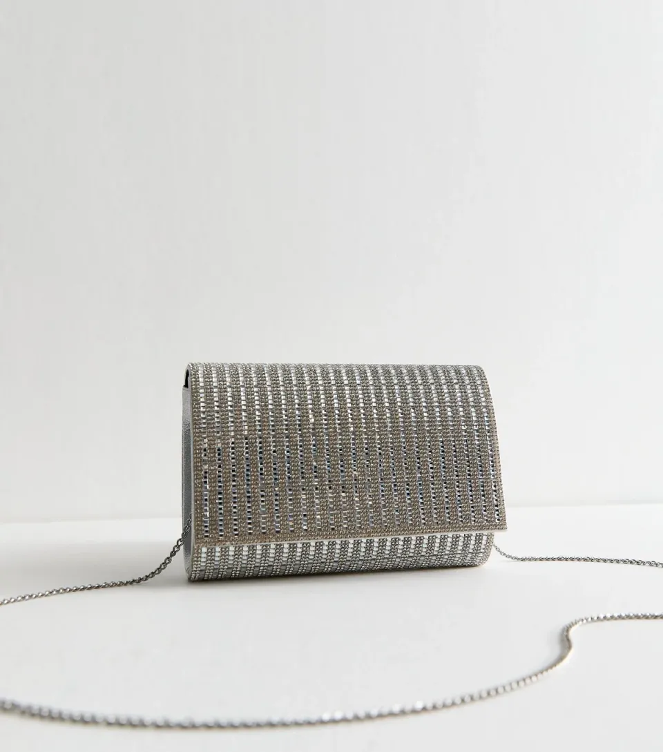 Silver Sparkle Clutch Bag