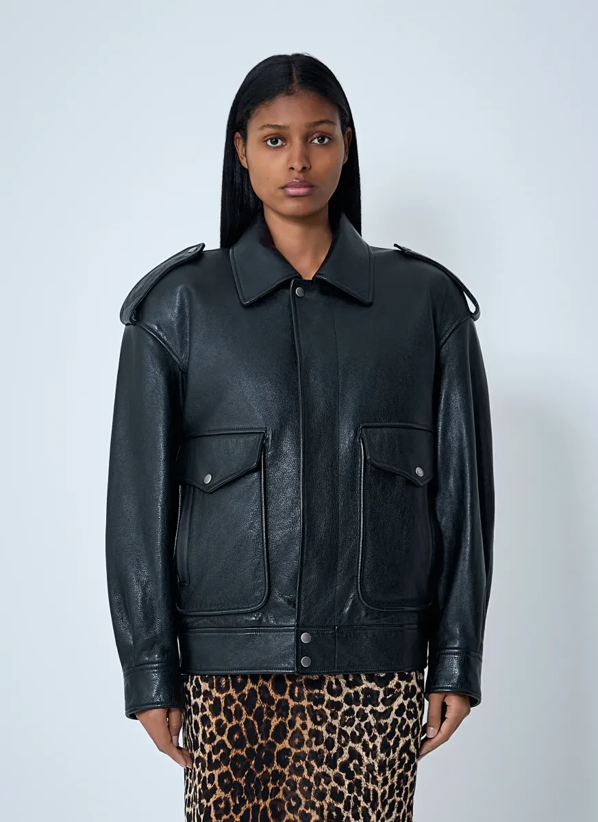 Grained Leather Jacket
