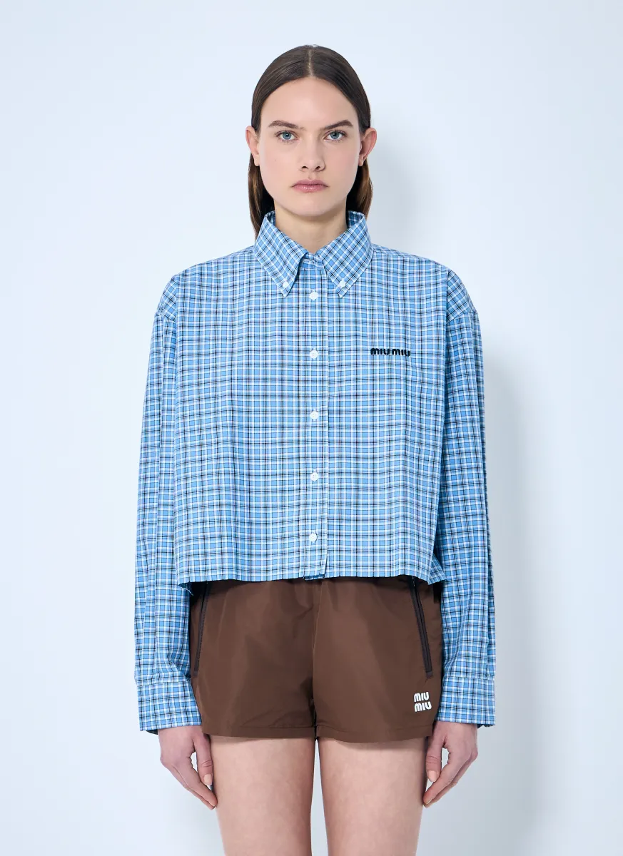 Check Logo Embroidery Shirt