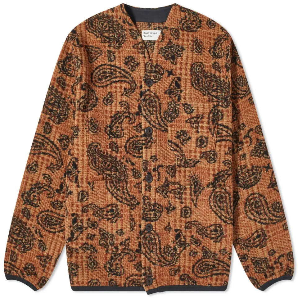 Paisley Check Fleece Cardigan