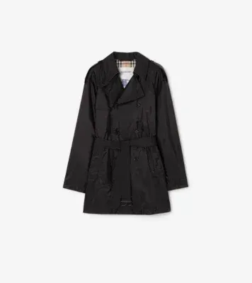 Mid-length Nylon Leadenham Trench Coat in Black