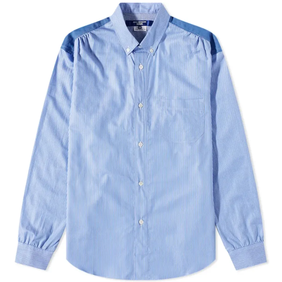 Cotton Broadstripe Mix Panel Shirt