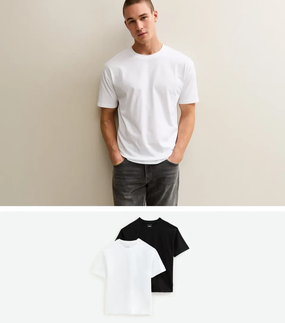 Men's White Pack of 2 Oversized T-Shirts