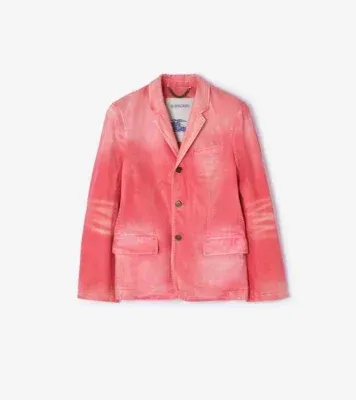 Coated Denim Tailored Jacket in Cherry pink - Men, Cotton