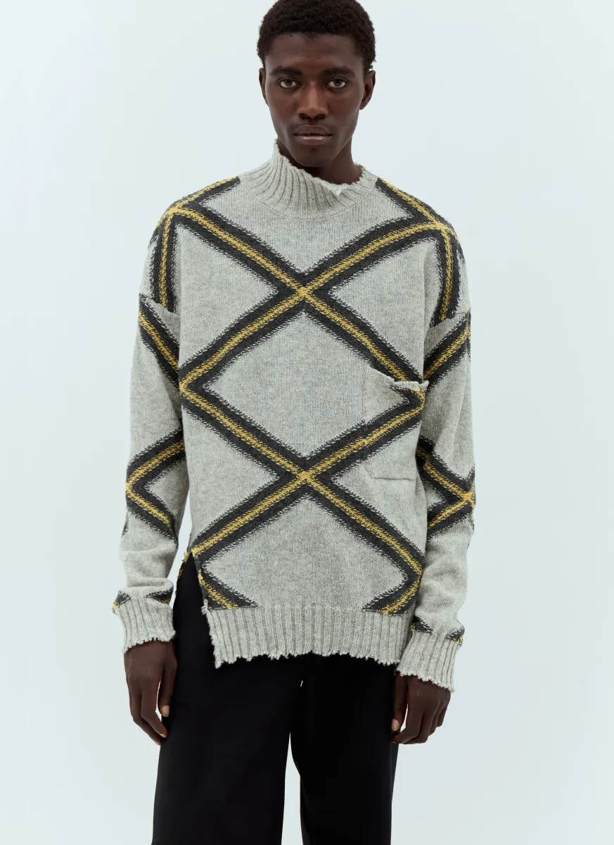 Distressed High-Neck Sweater