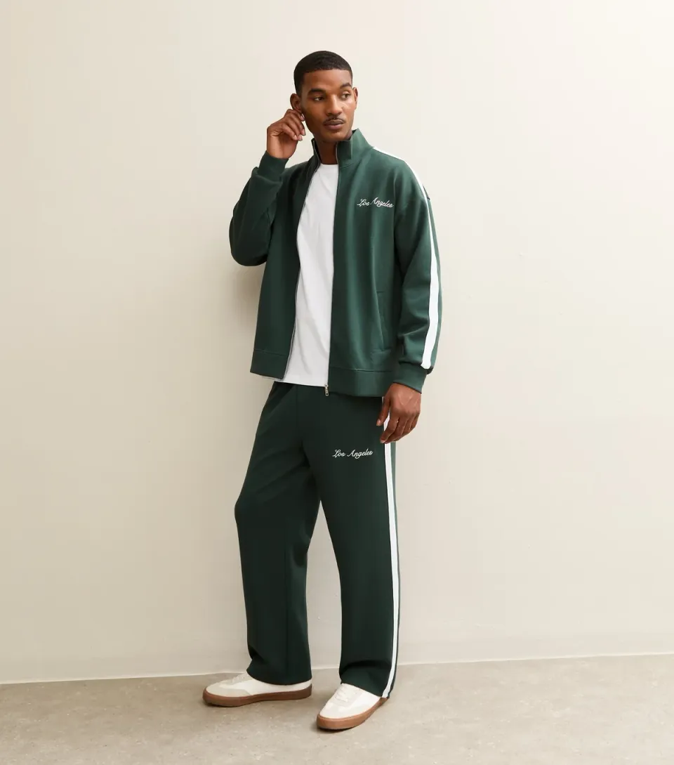 Women's Dark Green Leg Side Stripe Jogger Trousers