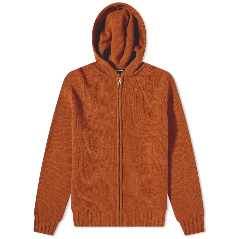 Curved Logo Zip Hooded Knit