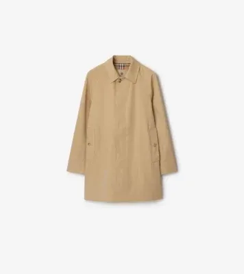 Short Camden Heritage Car Coat in Honey beige - Men, Cotton Gabardine