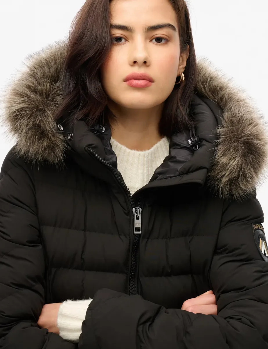 Padded Quilted Hooded Longline Jacket