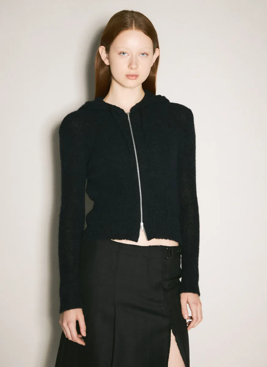 Compact Hooded Zip-Up Cardigan