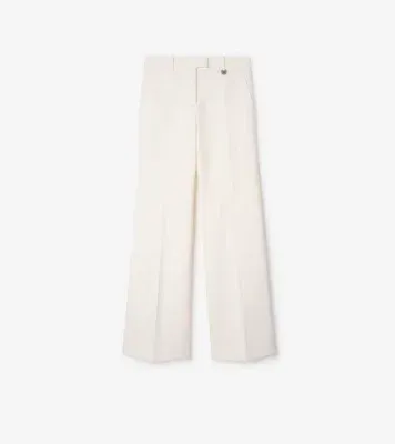 Cotton Blend Tailored Trousers in Seashell white