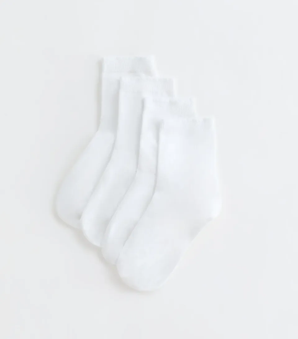 4 Pack White Frill Edge Ankle Socks