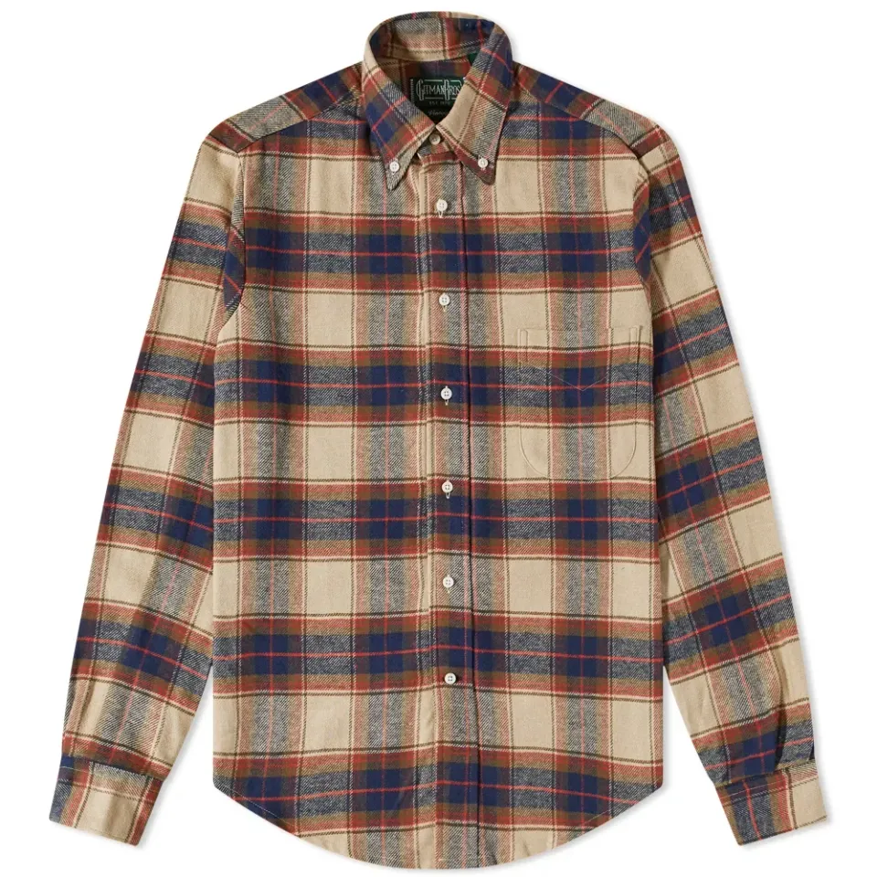 Button Down Indigo Slub Check Shirt