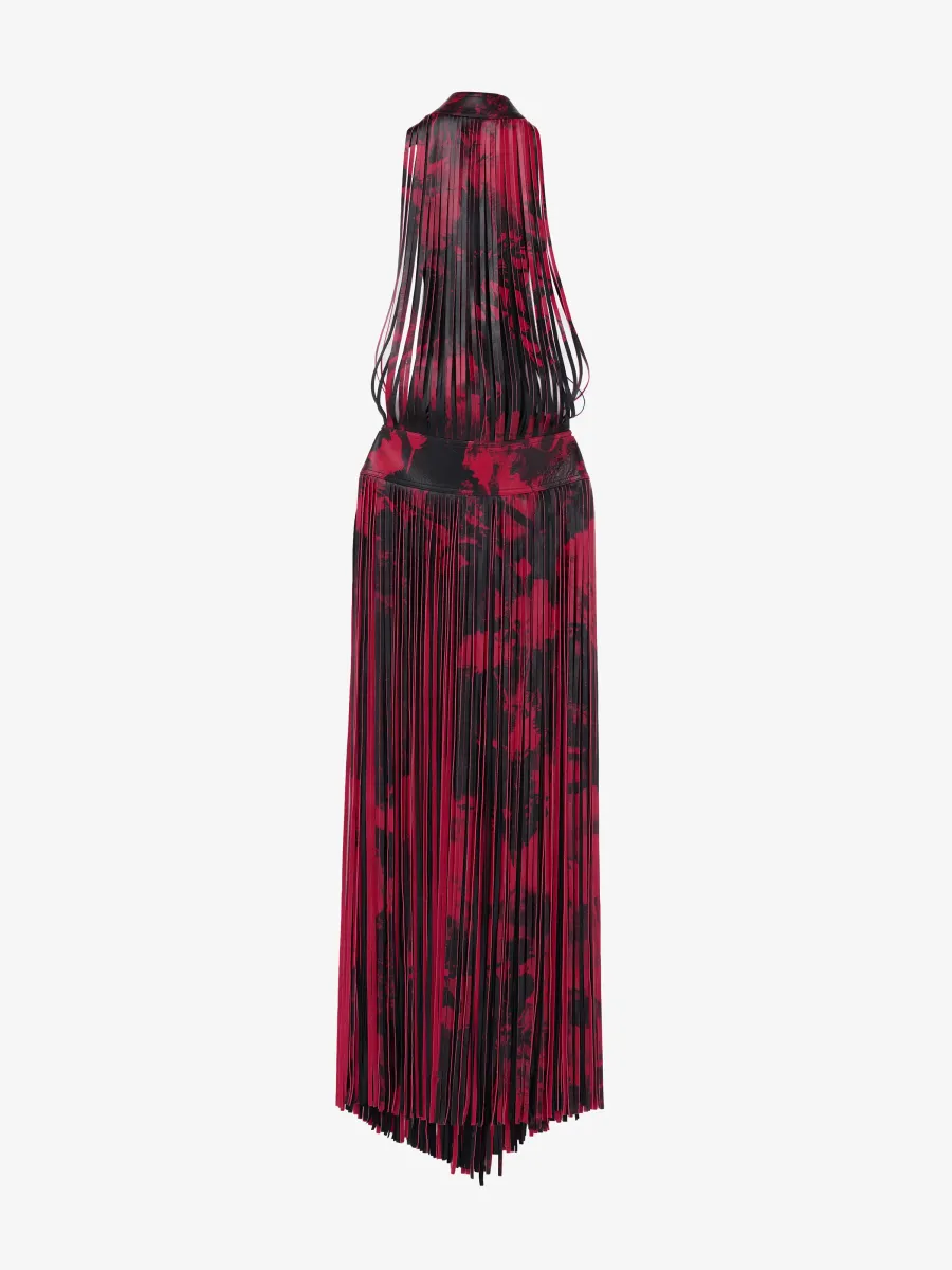 Leather Floral Fringe Dress