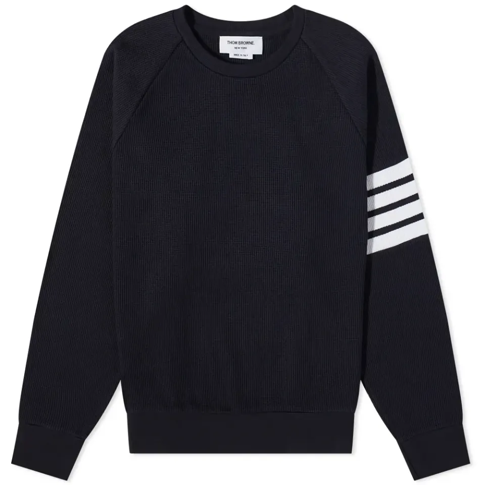 4 Bar Raglan Sleeve Waffle Crew Sweat