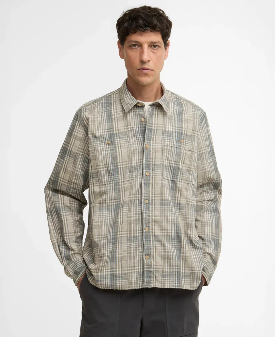 Maxwell Checked Patch Long-Sleeved Relaxed Shirt