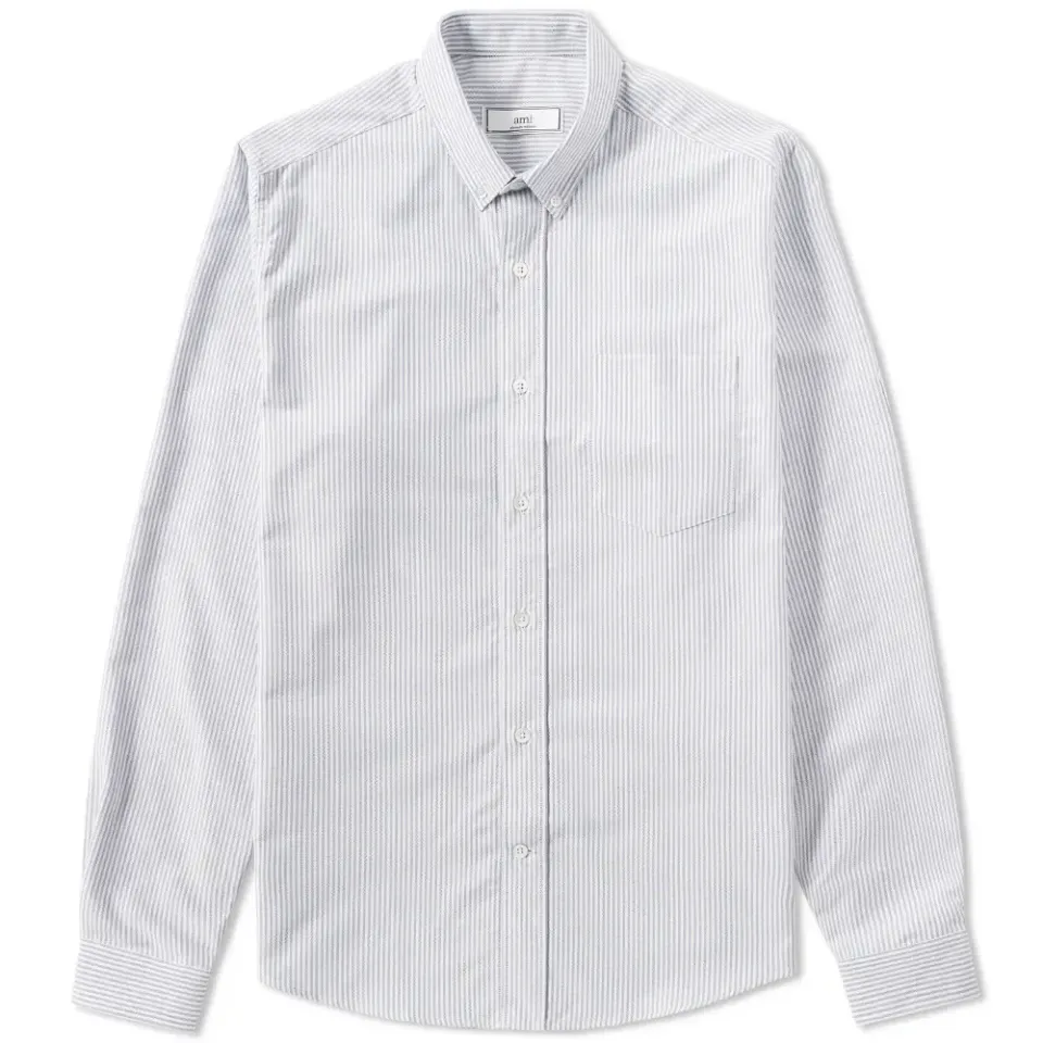AMI Button Down Stripe Oxford Shirt
