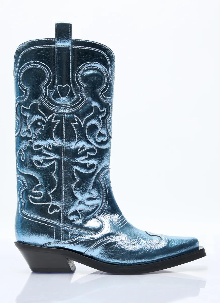 Mid Shaft Embroidered Western Boots