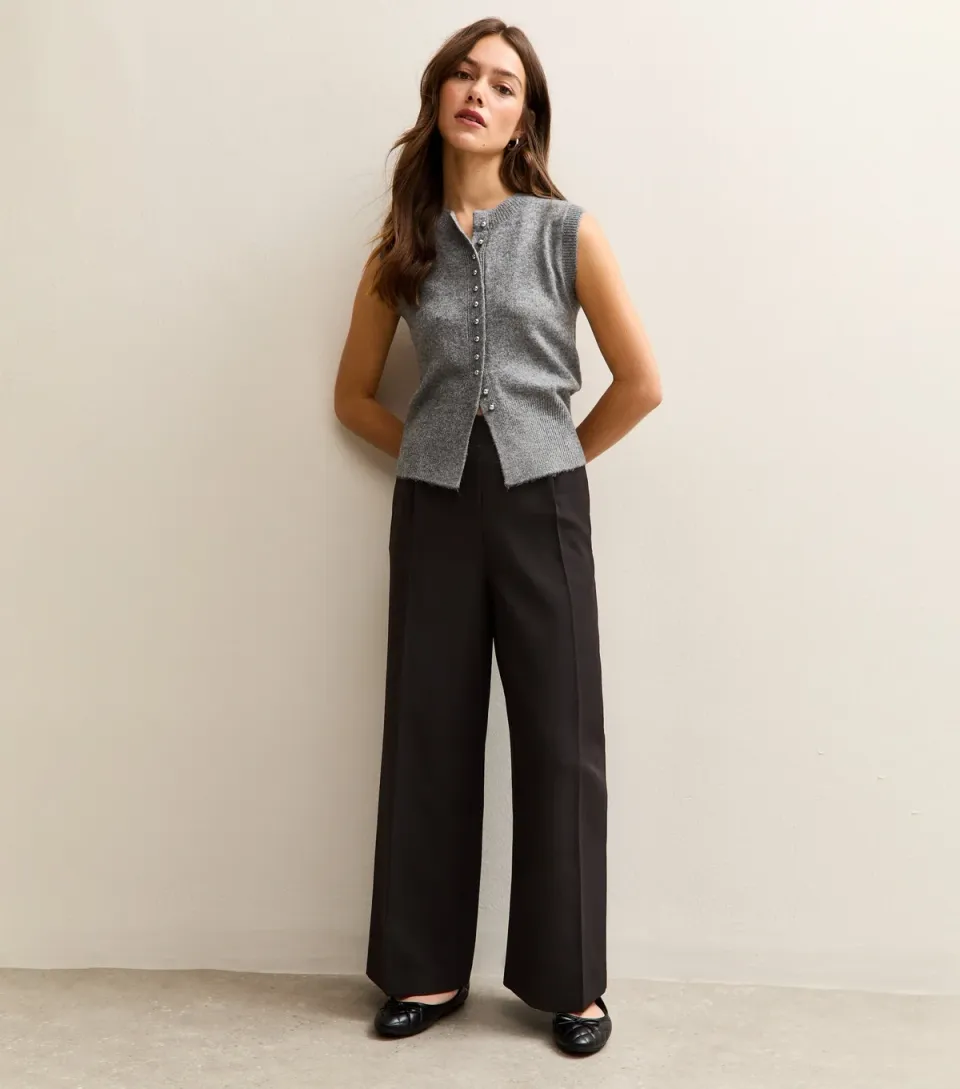 Women's Petite Black Tailored Pull On Trousers