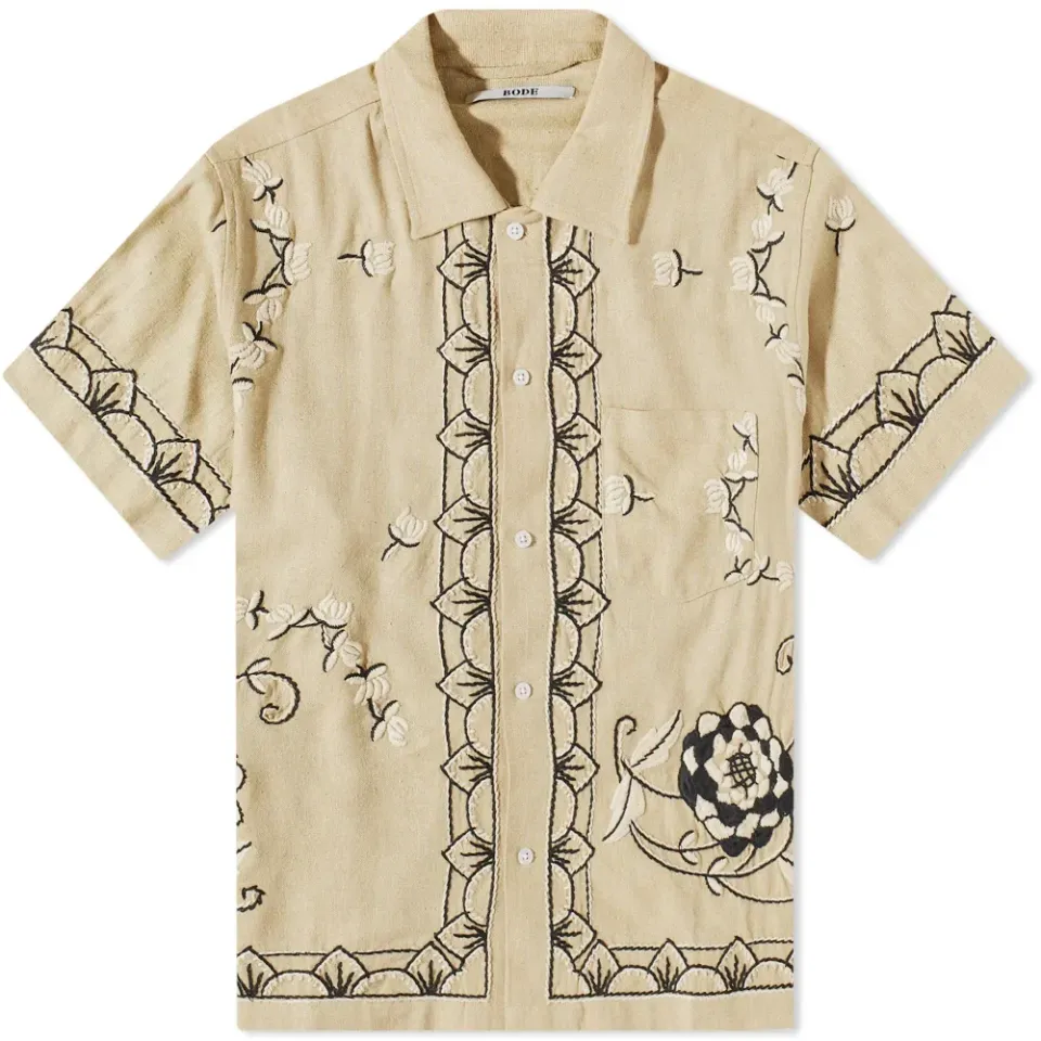 Embroidered Dandelion Short Sleeve Shirt