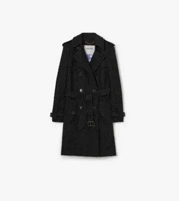 Mid-length Paisley Lace Foxfield Trench Coat in Black