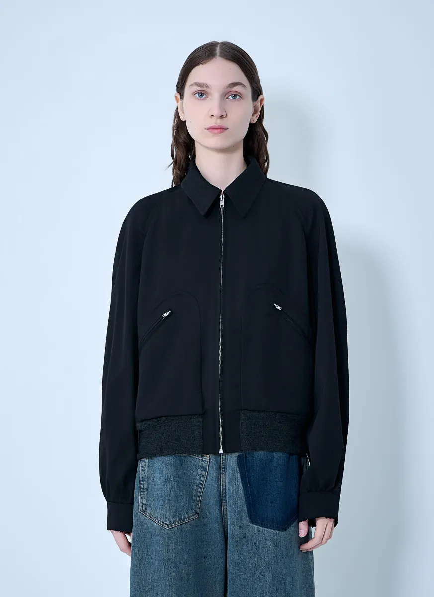 Zip-Front Wool-Blend Jacket
