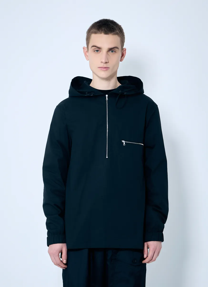 Hooded Cotton Zip-Up Shirt