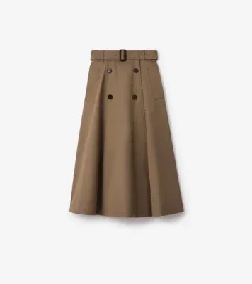 Gabardine Trench Midi Skirt in Clay brown