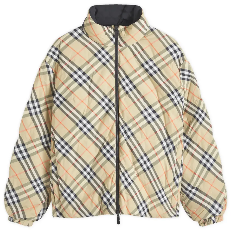 Nylon Check Puffer Jacket