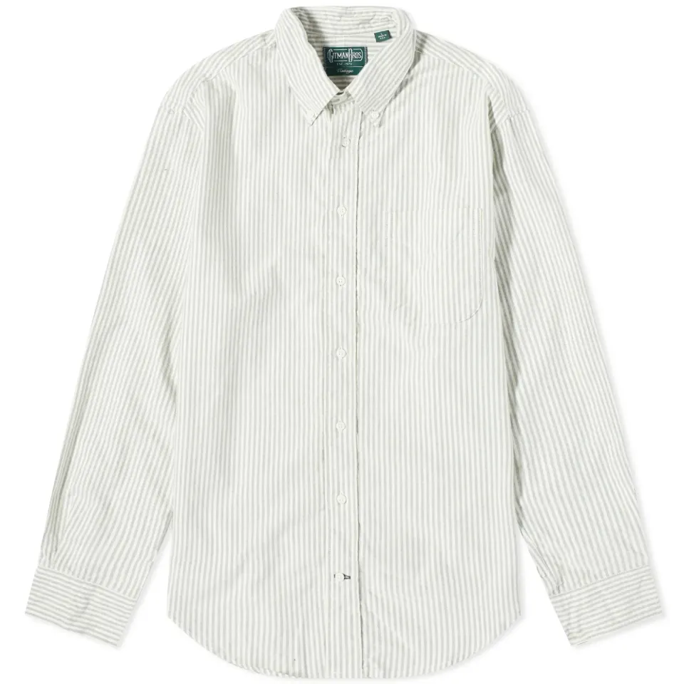 Button Down Brush Stripe Oxford Shirt