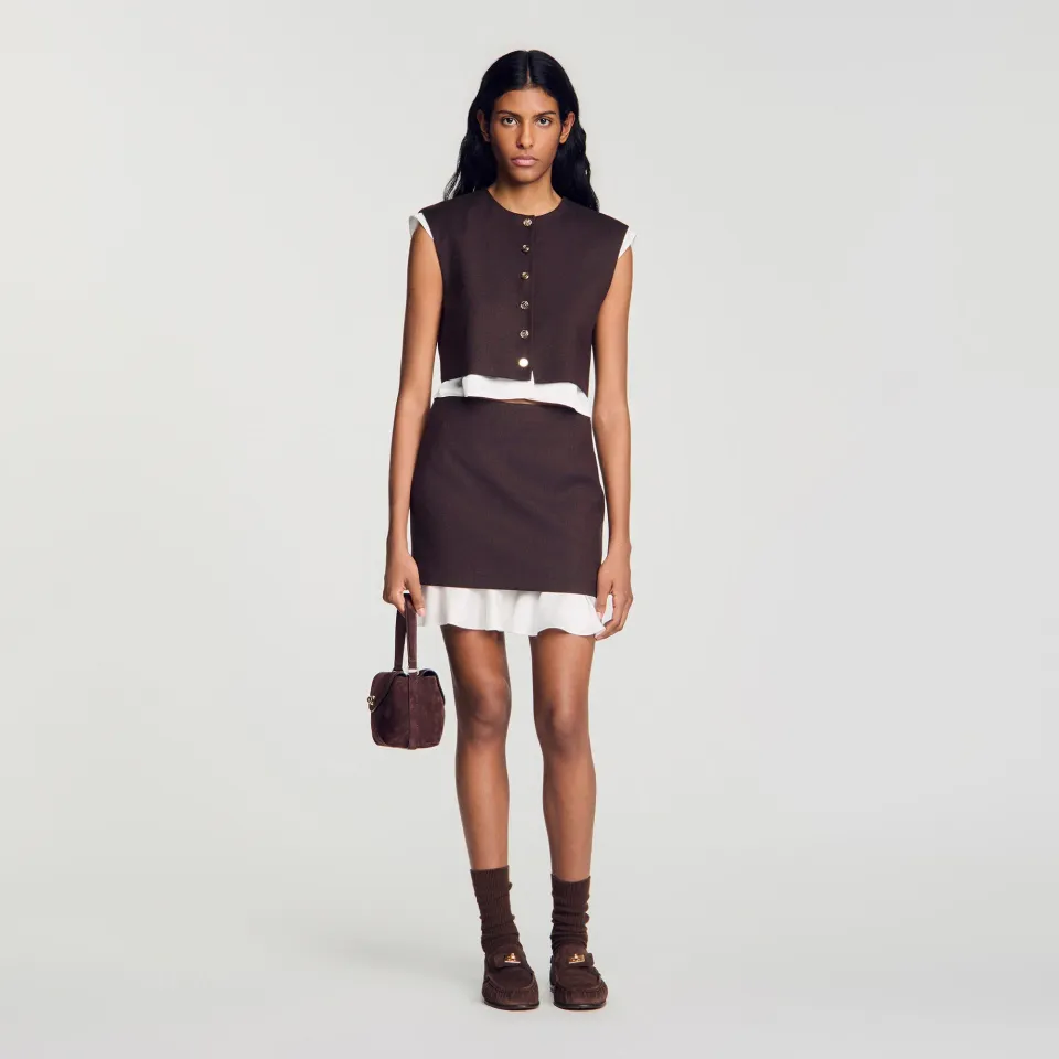 Short 2-in-1 wool skirt